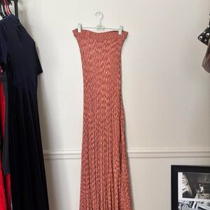 Free People Rust & Cream Marled Knit Strapless Dress